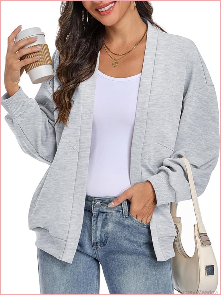 Oversized Cardigan Loose Open Front Sweatshirt Casual Long Sleeve Jacket